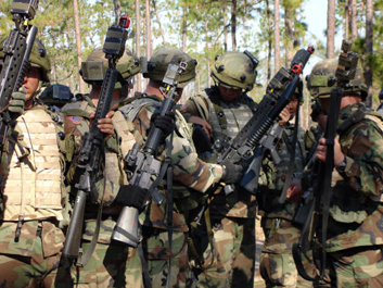 U.S. Soldiers participate during a military exercise in preparation for a deployment to Iraq